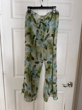 Tommy Bahama Green & Light Blue Tropical Swim Cover Up pants